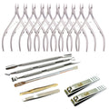 Combo - 10× KD-07 JAW16 Cuticle Nippers with SD507 / SD510 / SD516 / SD518, 2× BM02 & Tweezers 405 / 408