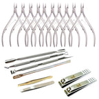 Combo - 10× KD-07 JAW16 Cuticle Nippers with SD507 / SD510 / SD516 / SD518, 2× BM02 & Tweezers 405 / 408